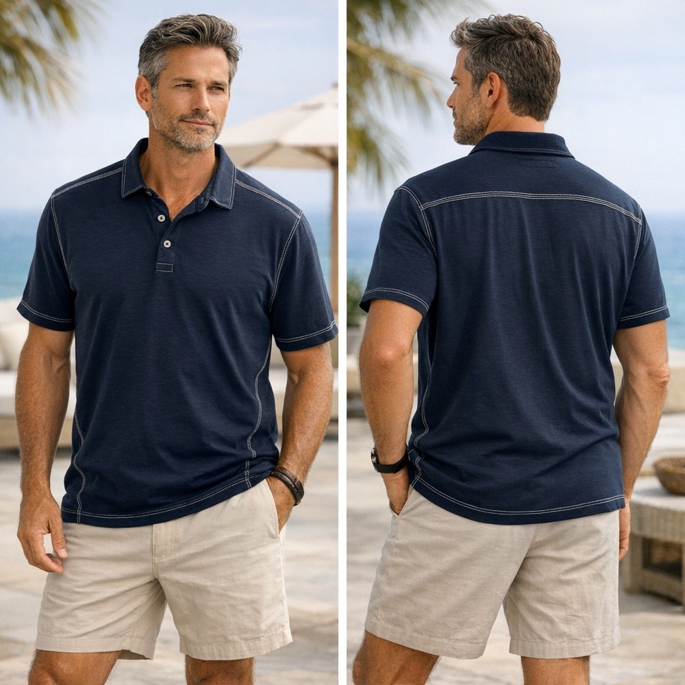 Tommy Bahama Paradiso Polo Heathered Black Men's XXL Performance Golf Shirt